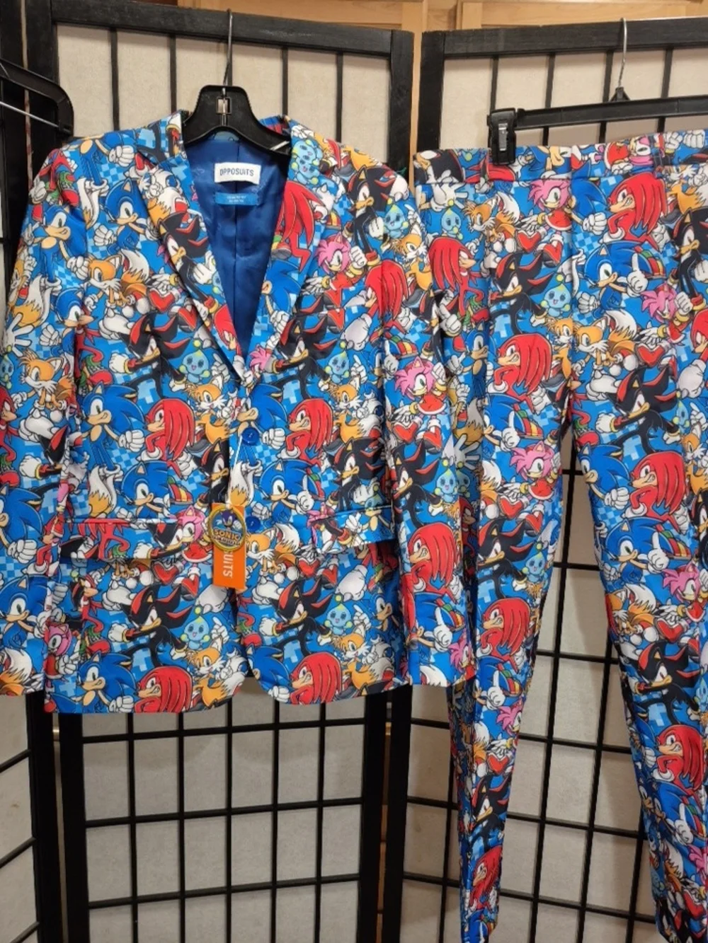 OppoSuits Bright Sonic Characters Blue Red Multi-Color Suit Jacket & Pants 16Y